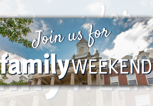 family weekend graphic with text and image